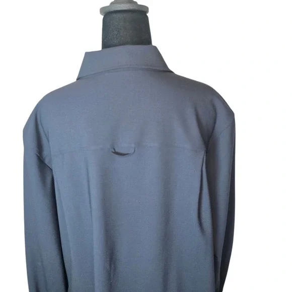 COS Navy Asymmetric Wool Shirt Dress Button Front Midi US 14 Minimalist - Picture 8 of 9